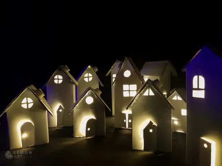 casitas de papel con luz villa matisse