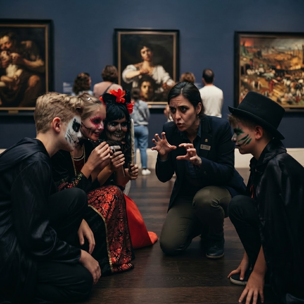 Recorrido monstruos en el museo halloween para niños en el museo del Prado